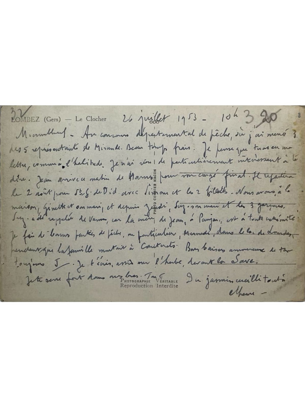 Verso de la carte postale