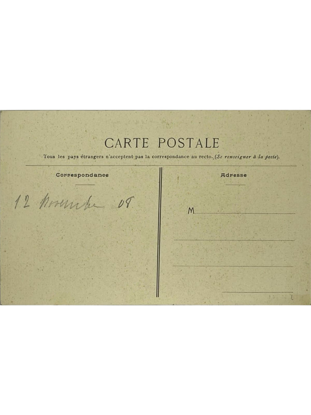 Verso de la carte postale