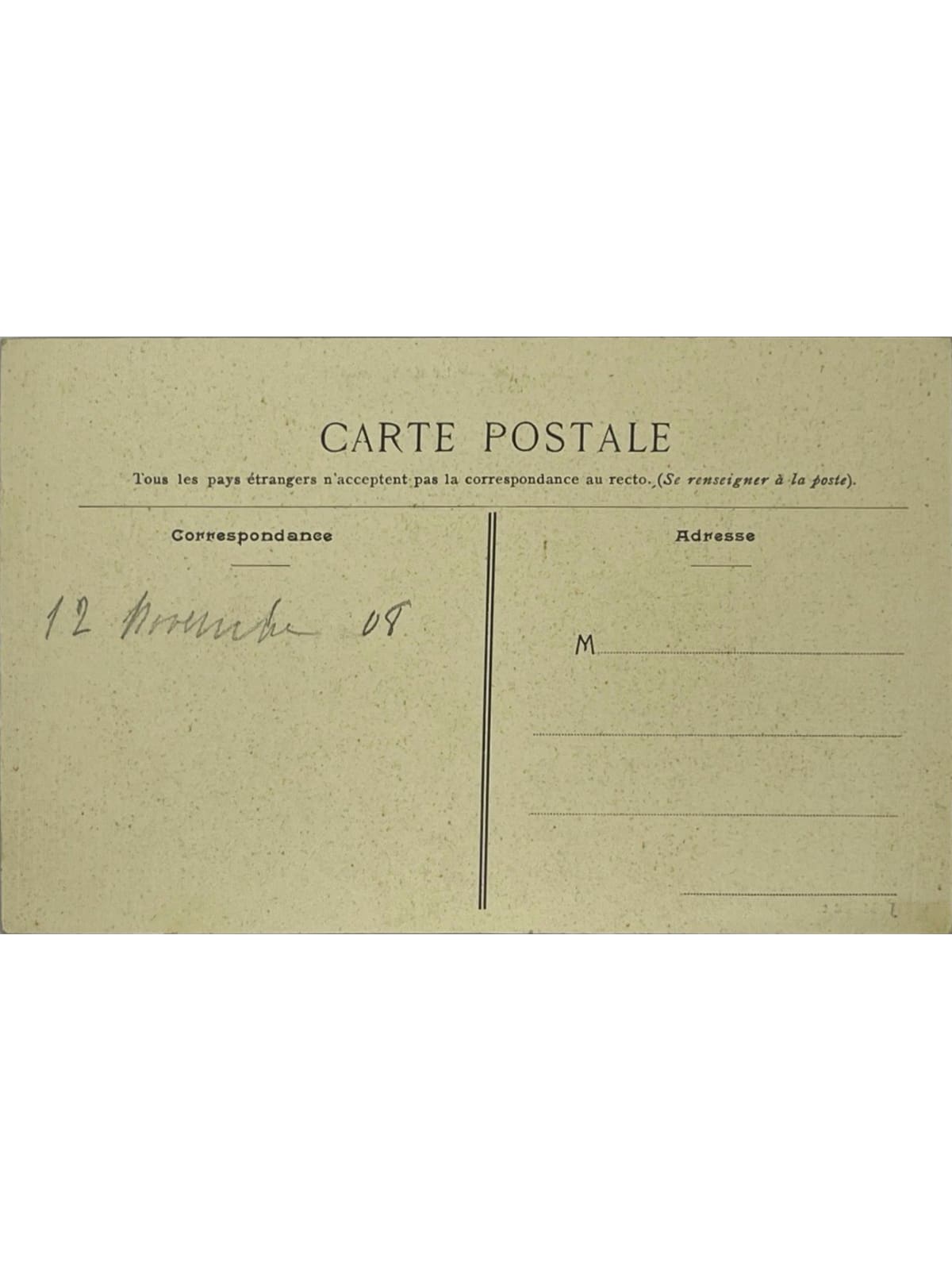 Verso de la carte postale