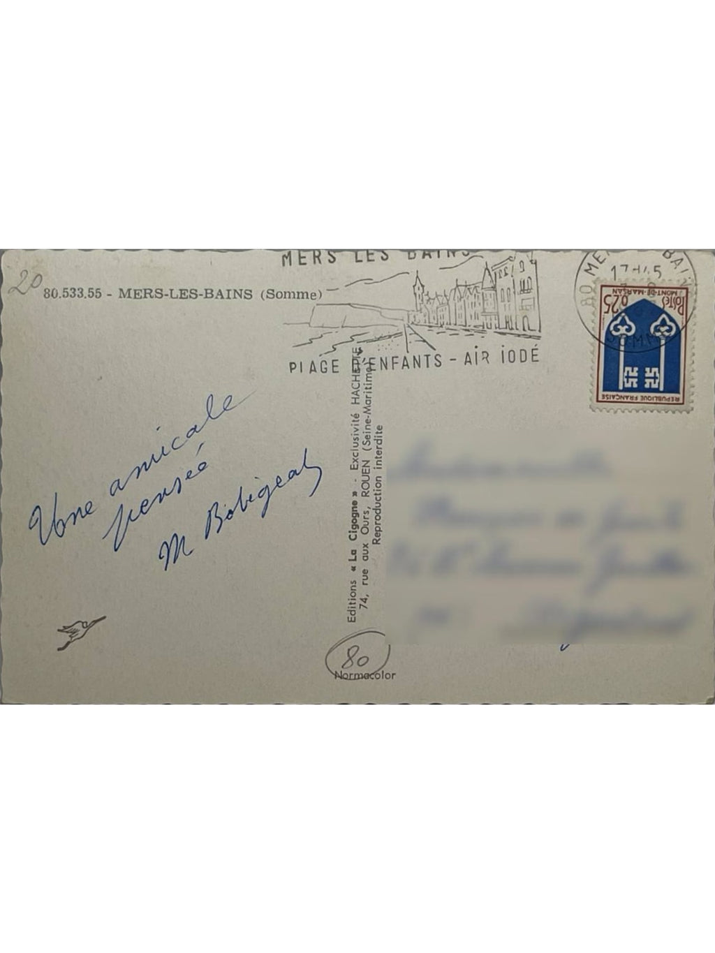 Verso de la carte postale