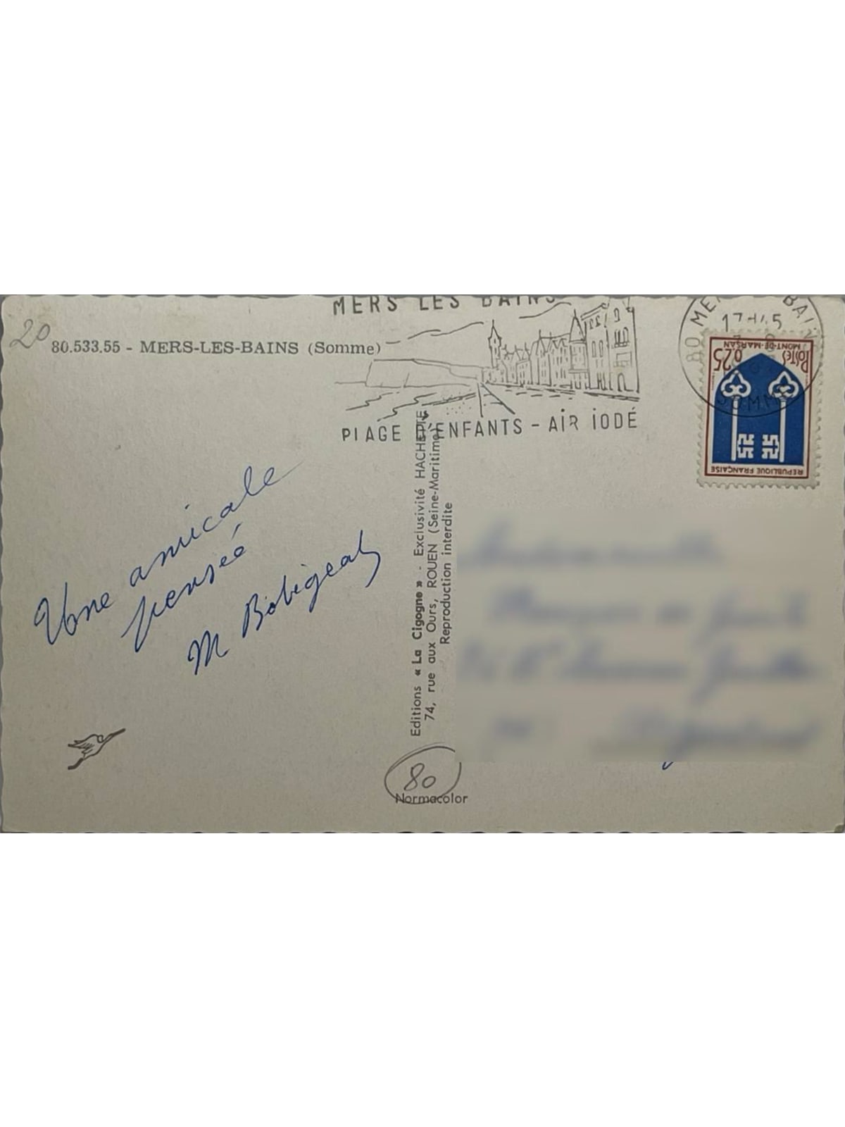 Verso de la carte postale