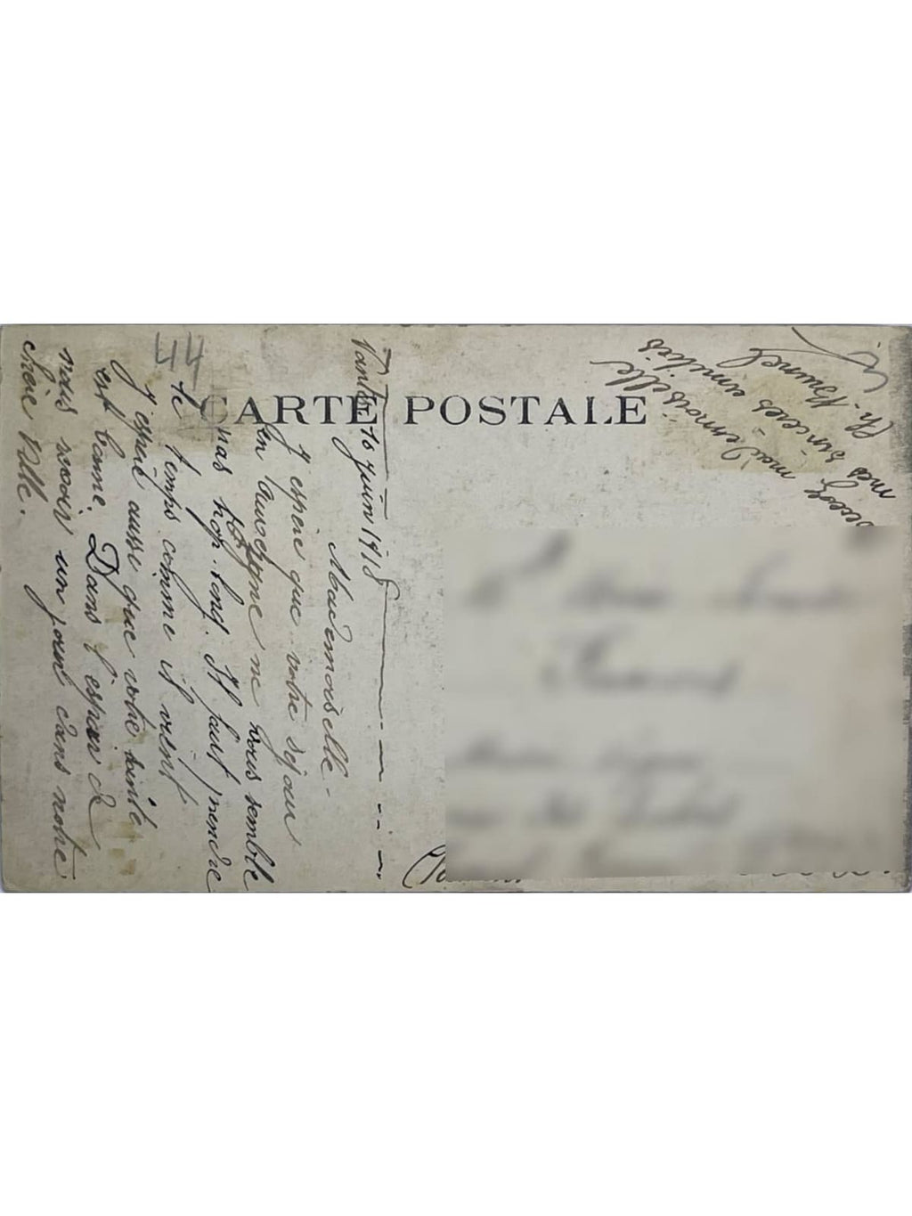 Verso de la carte postale
