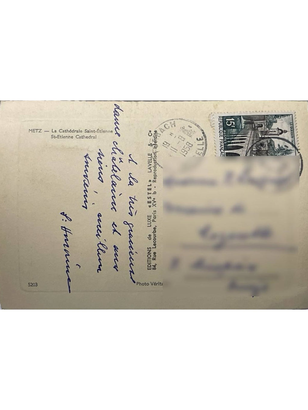Verso de la carte postale
