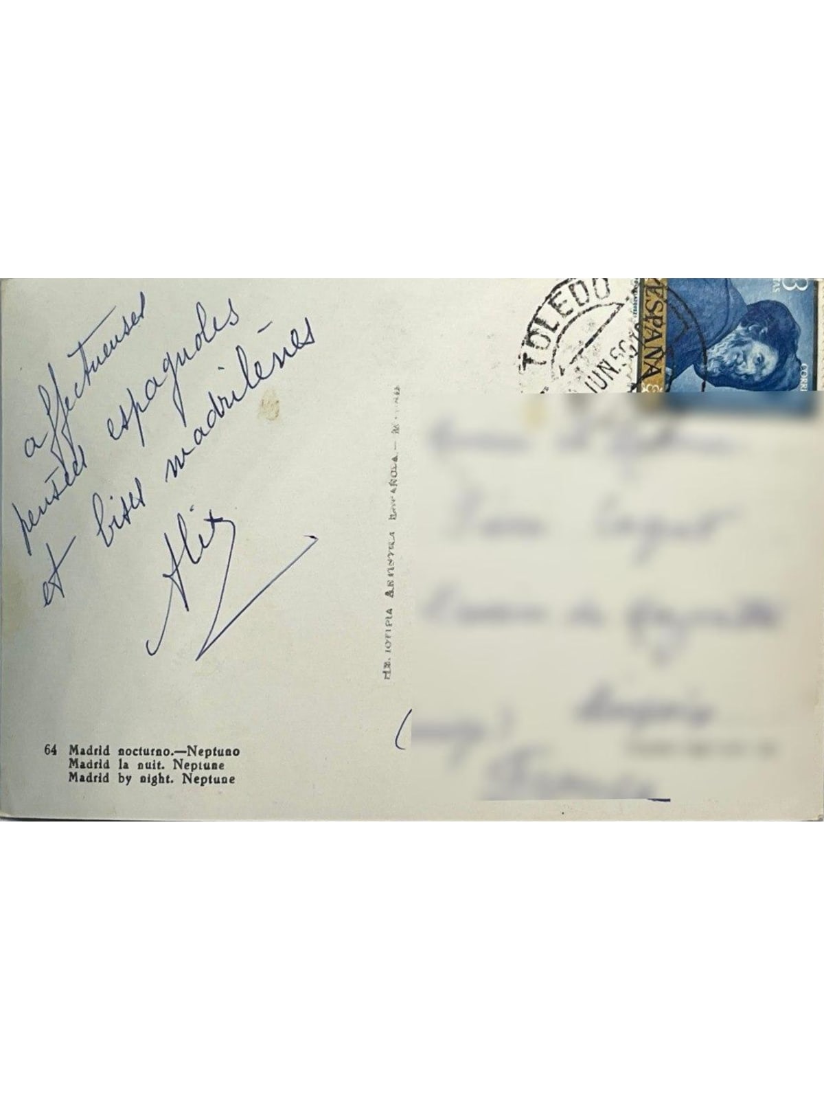 Verso de la carte postale