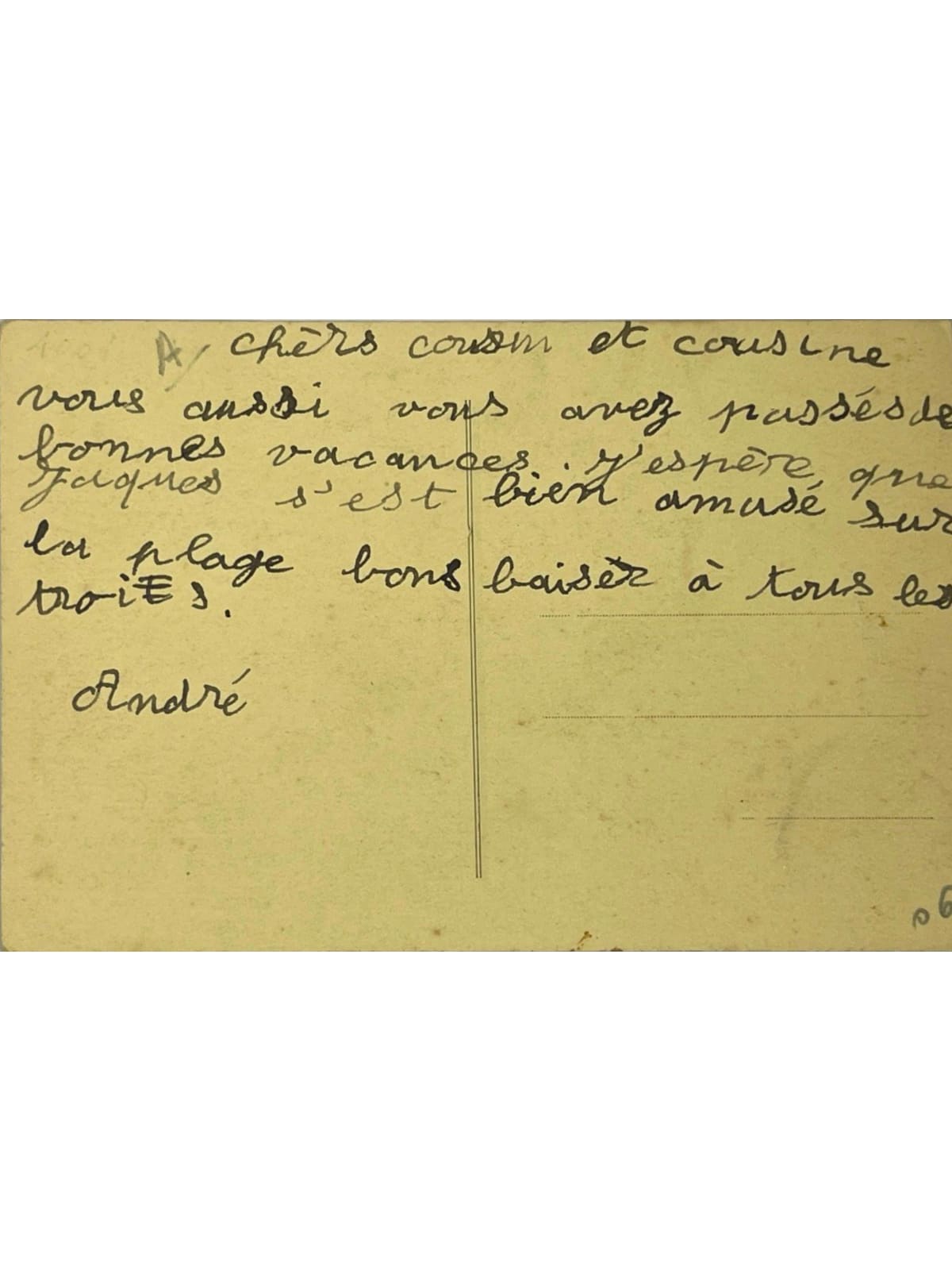 Verso de la carte postale