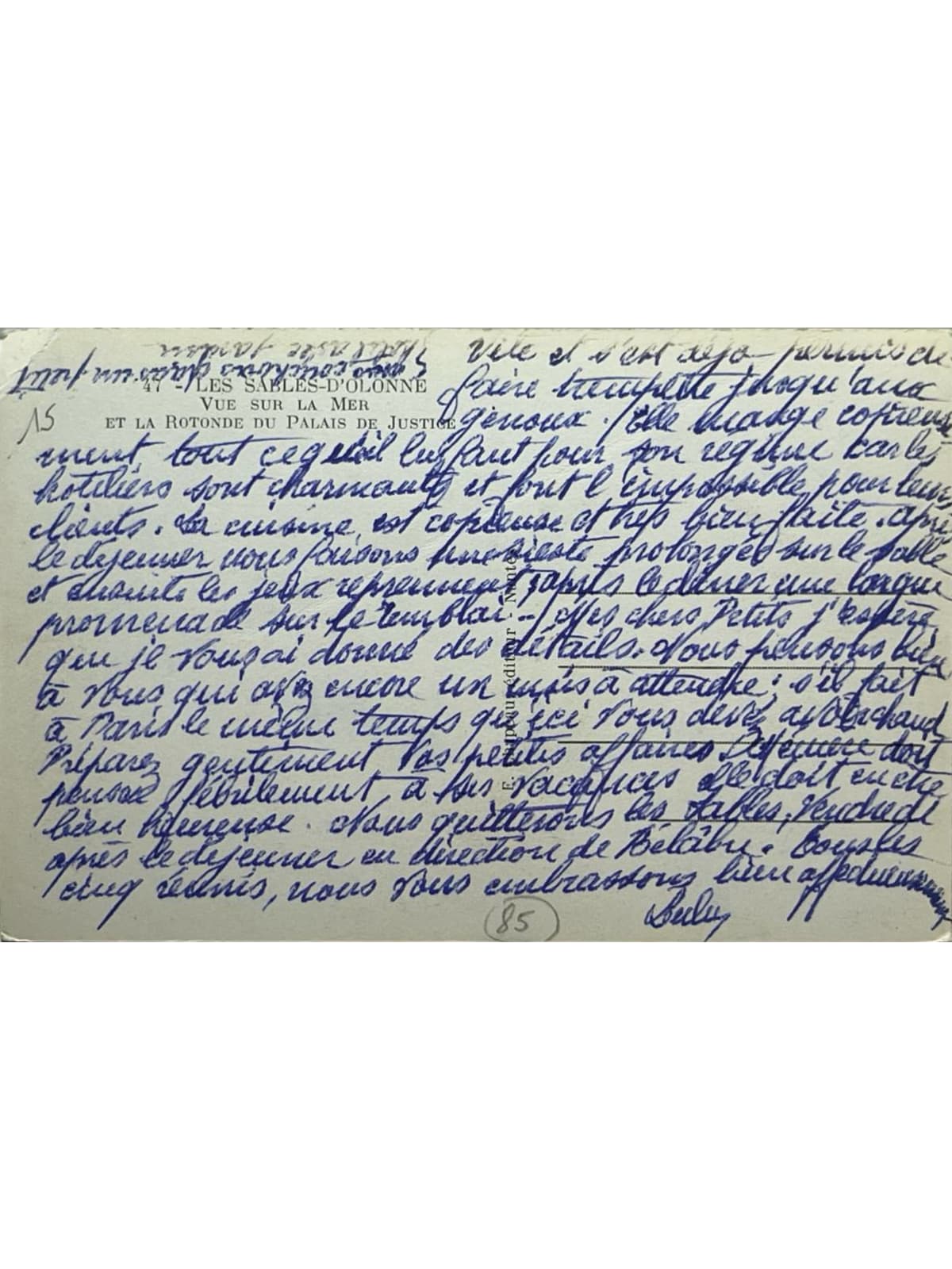 Verso de la carte postale
