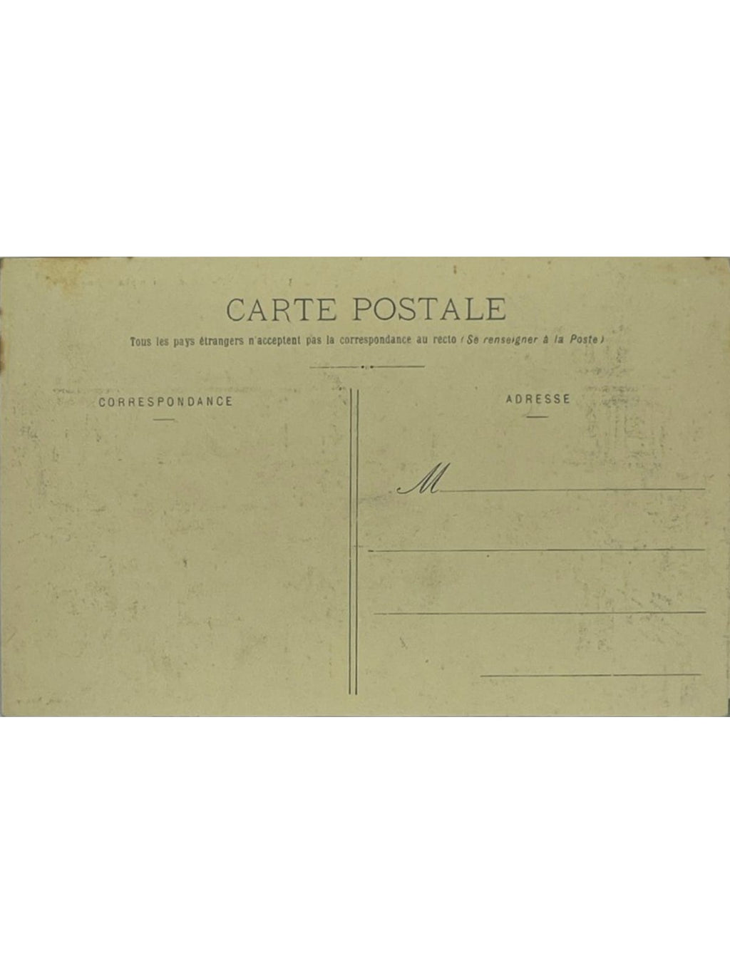 Verso de la carte postale