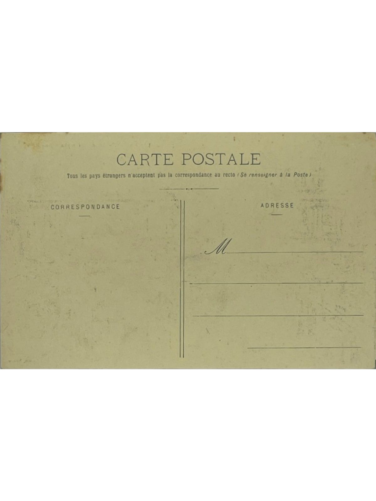 Verso de la carte postale