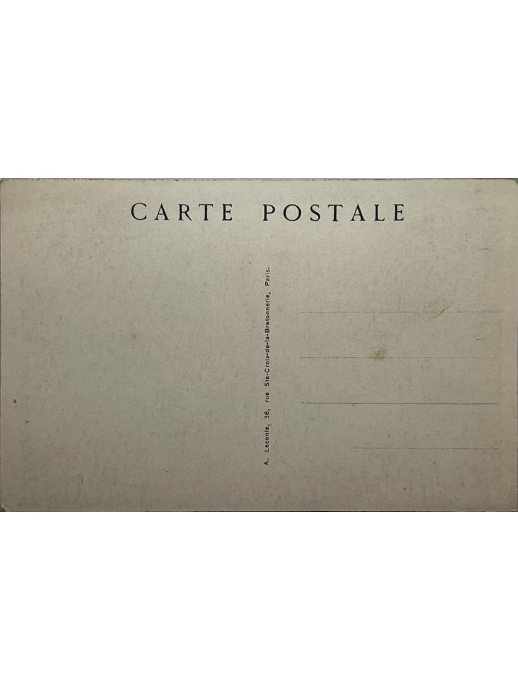 Verso de la carte postale