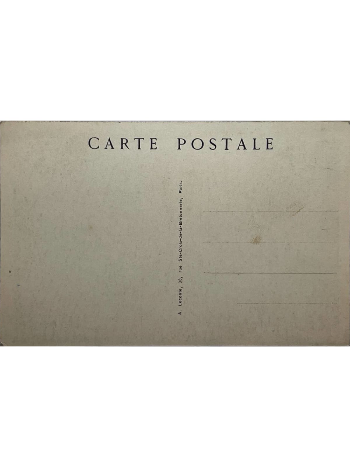 Verso de la carte postale