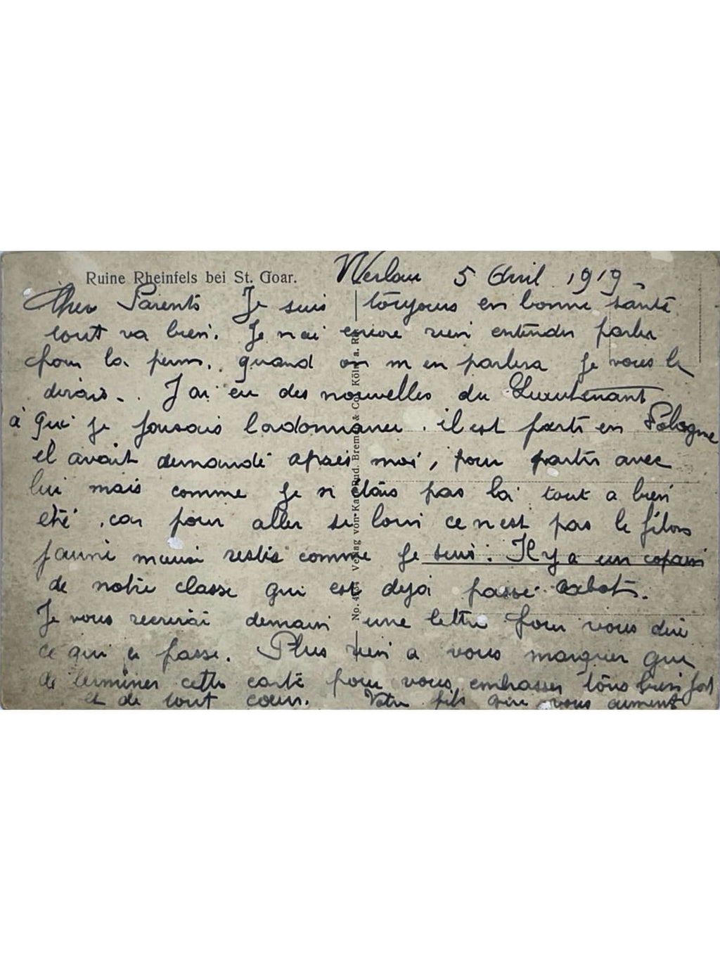 Verso de la carte postale