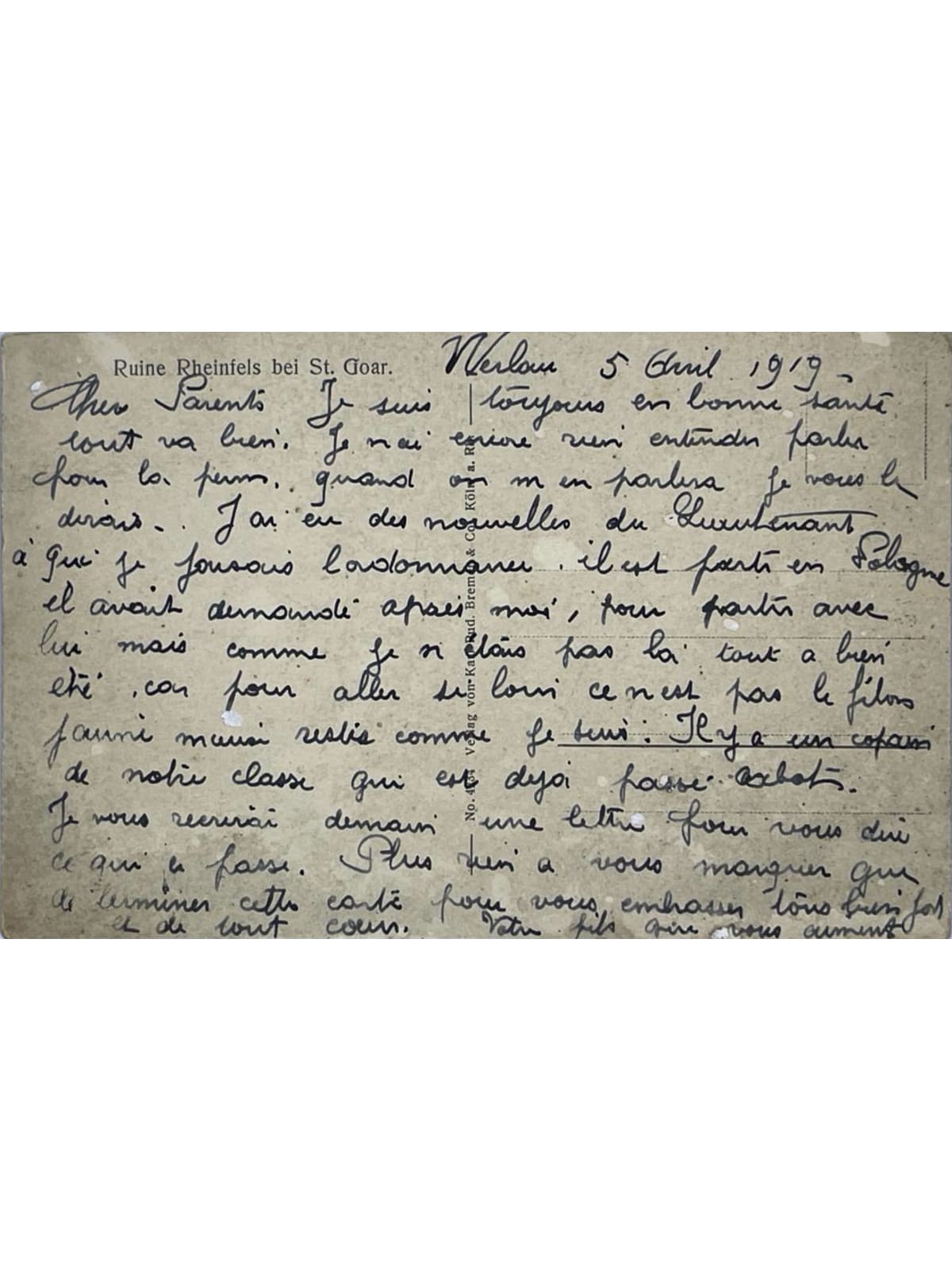 Verso de la carte postale