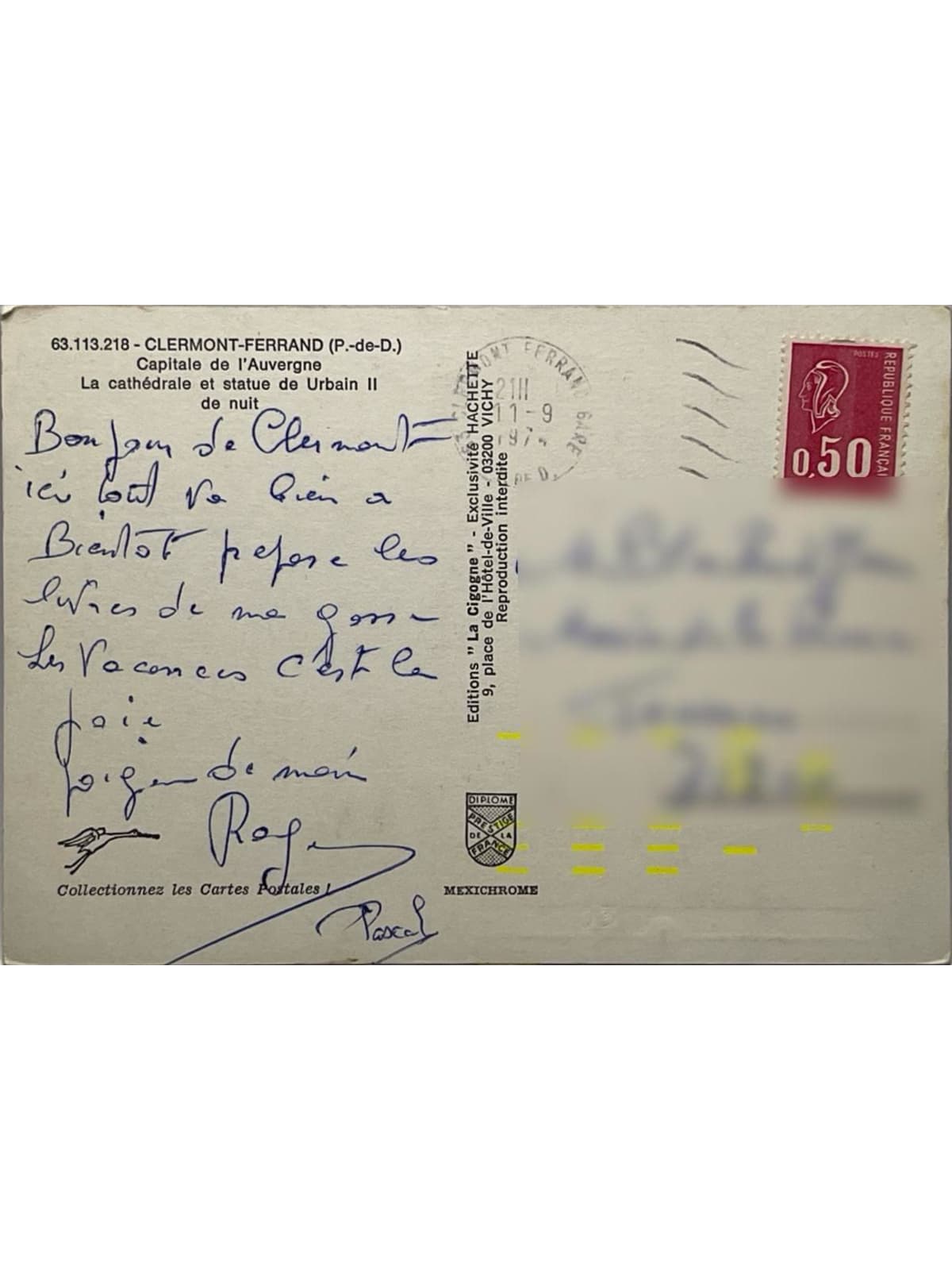 Verso de la carte postale