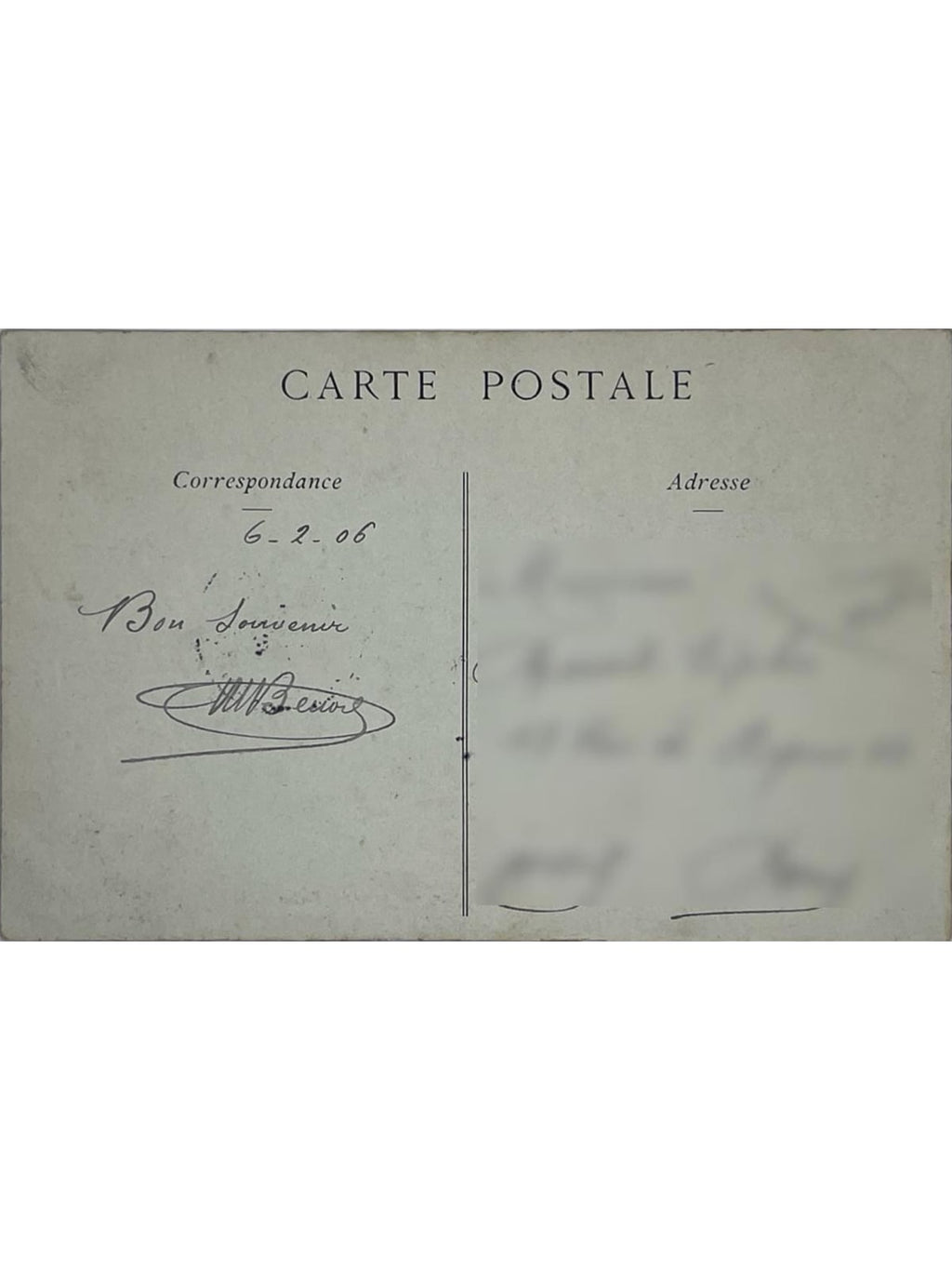 Verso de la carte postale