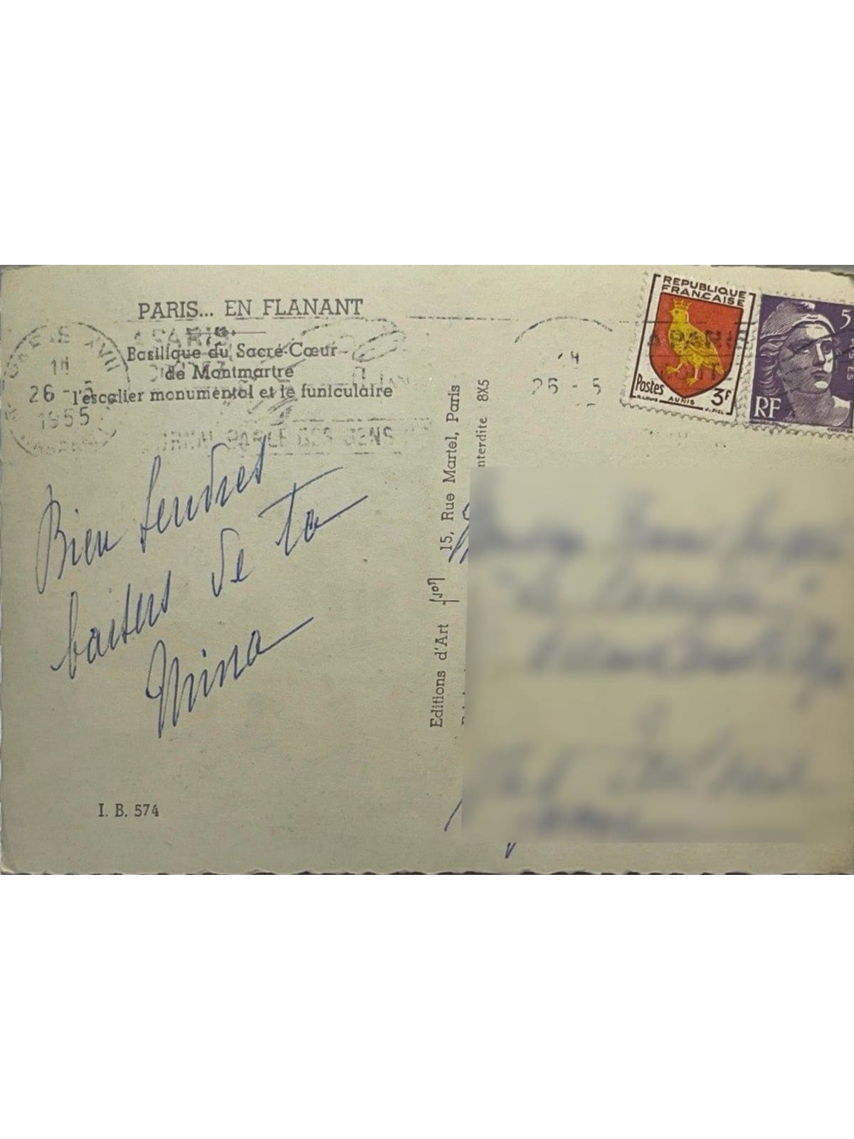 Verso de la carte postale