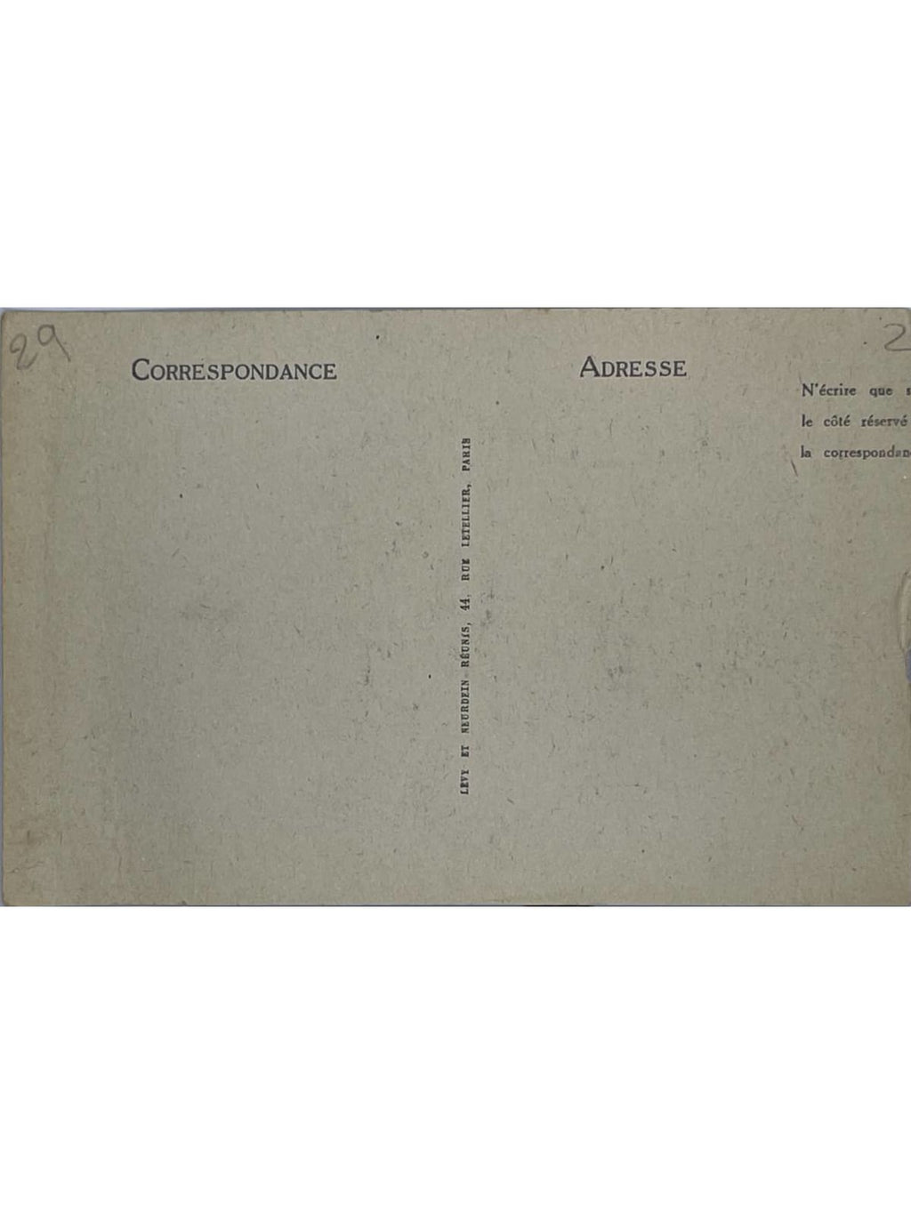 Verso de la carte postale