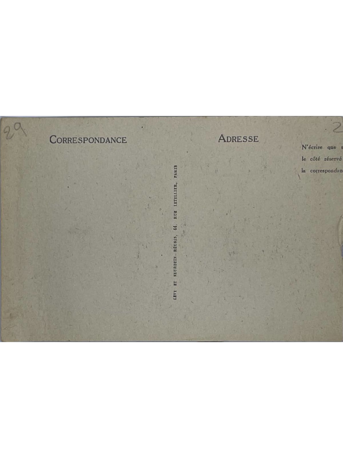 Verso de la carte postale