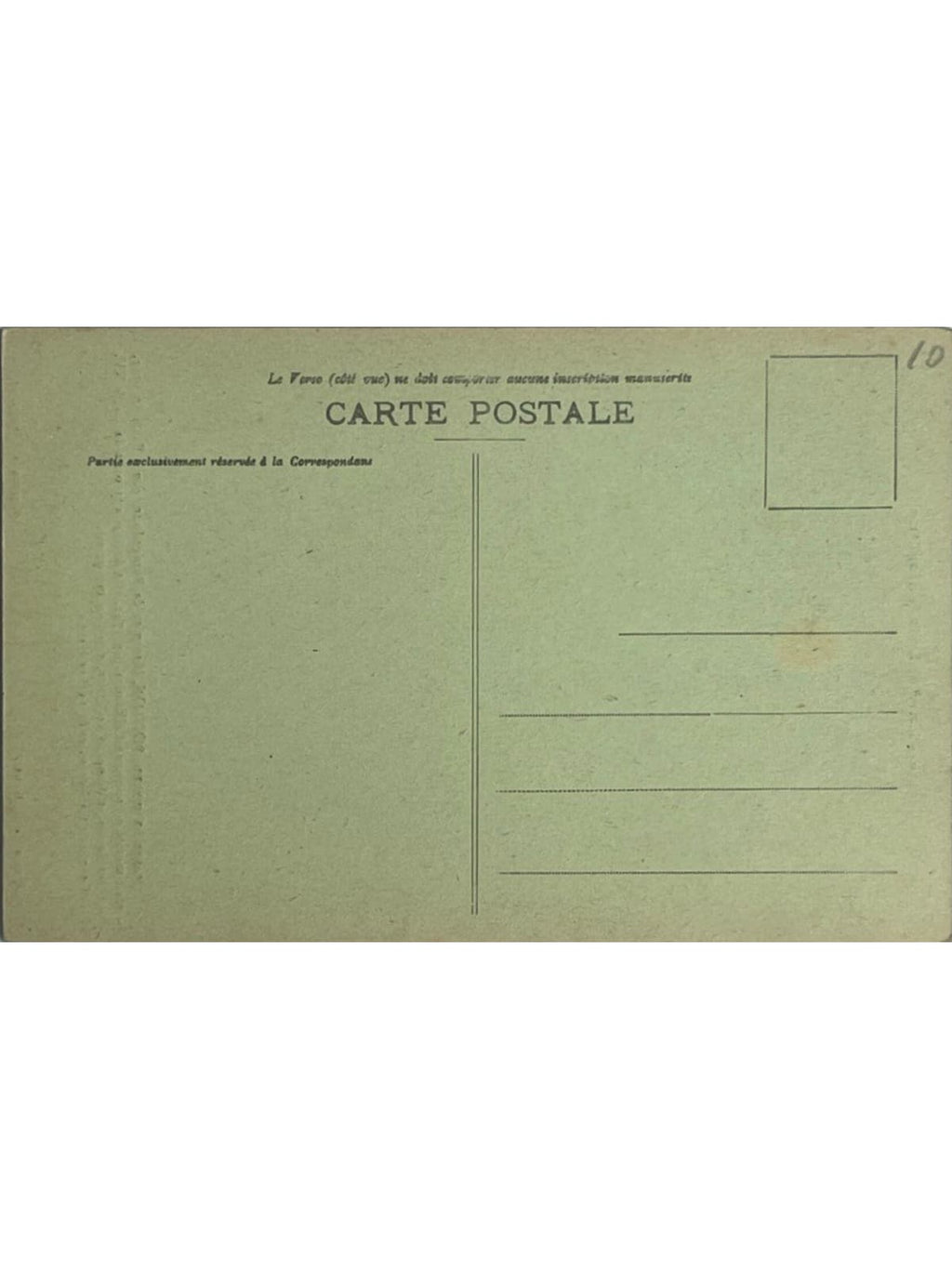 Verso de la carte postale