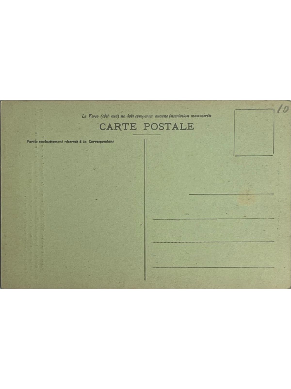Verso de la carte postale