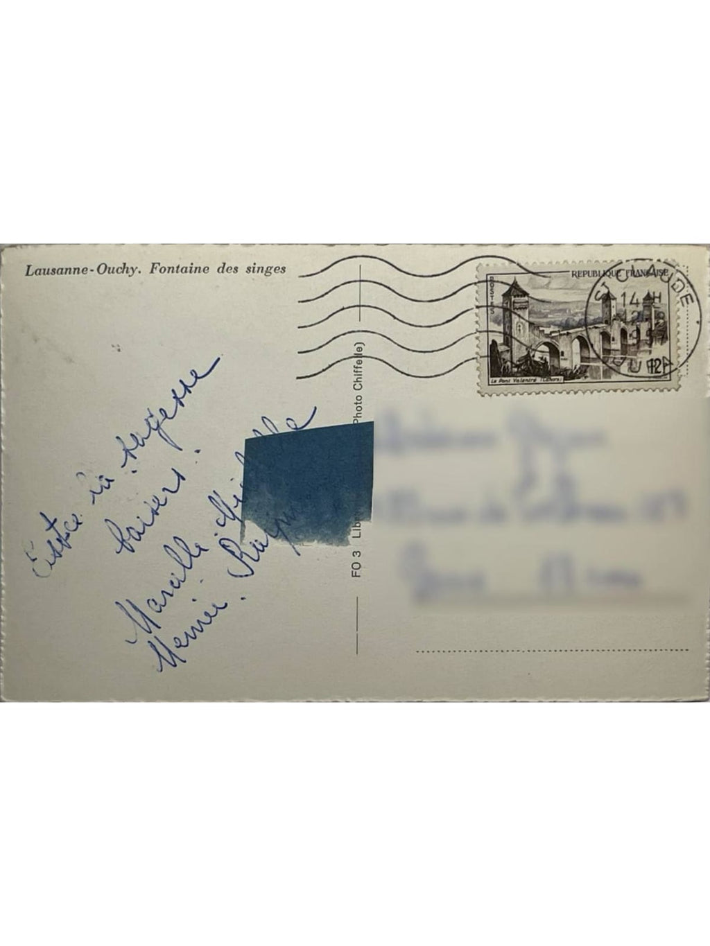 Verso de la carte postale