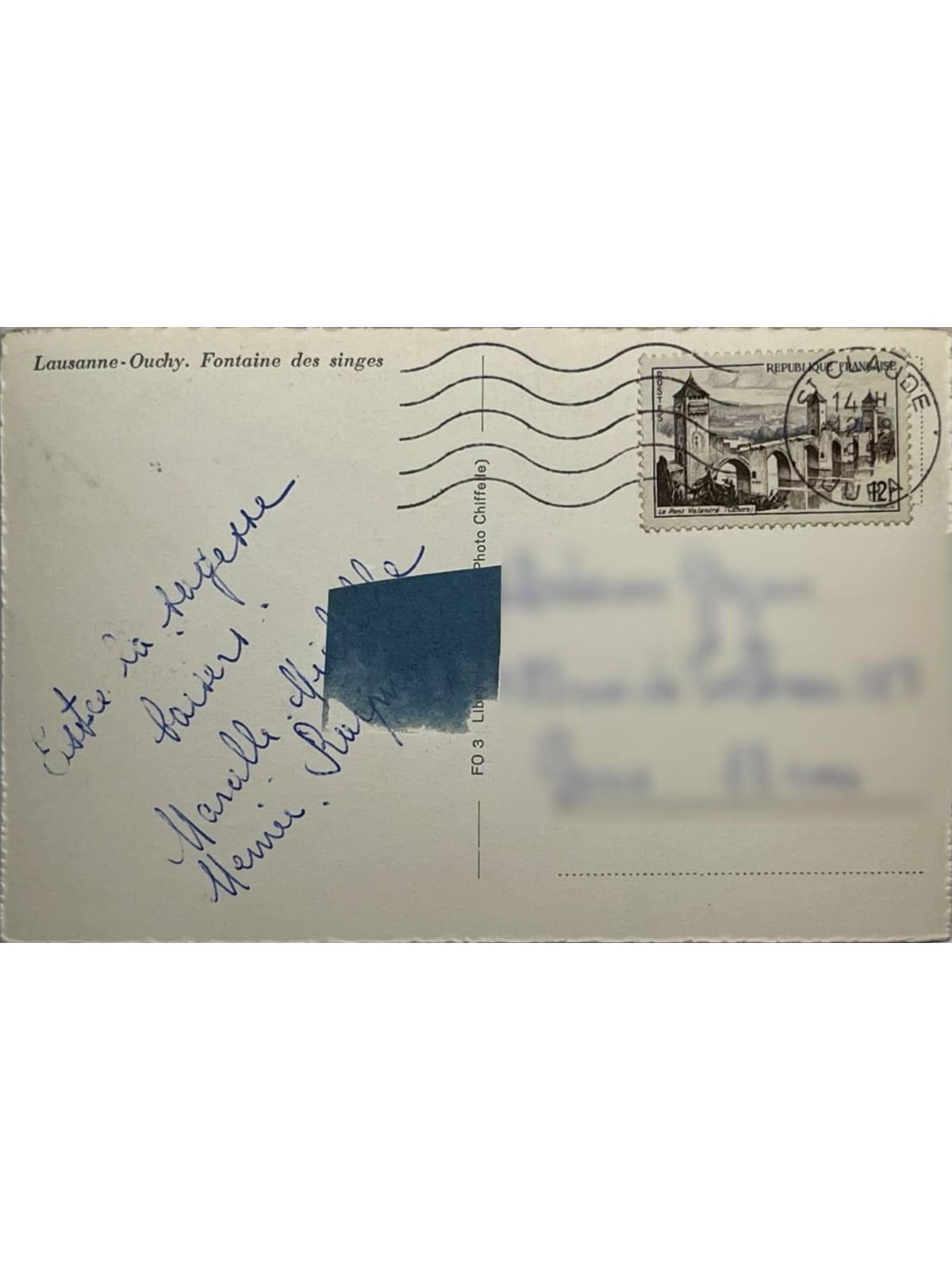 Verso de la carte postale
