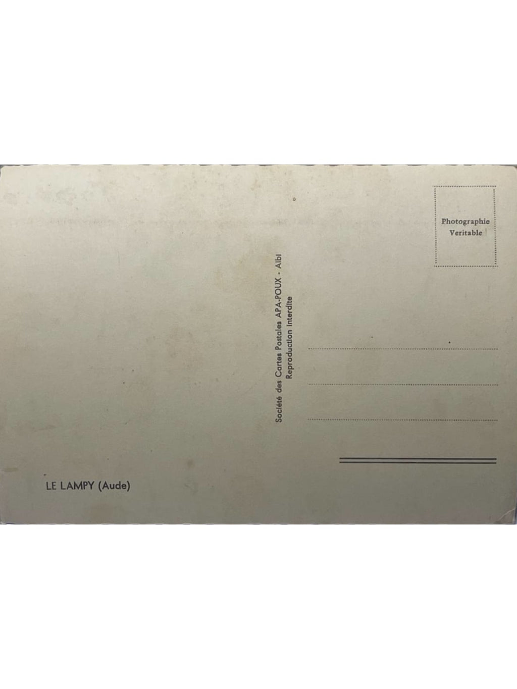 Verso de la carte postale