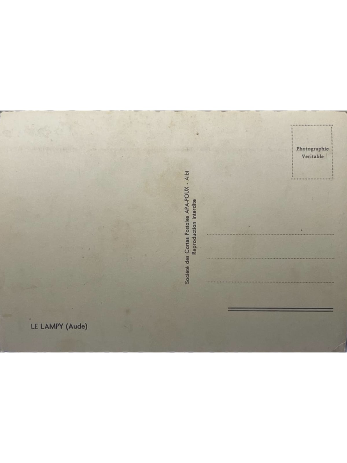 Verso de la carte postale
