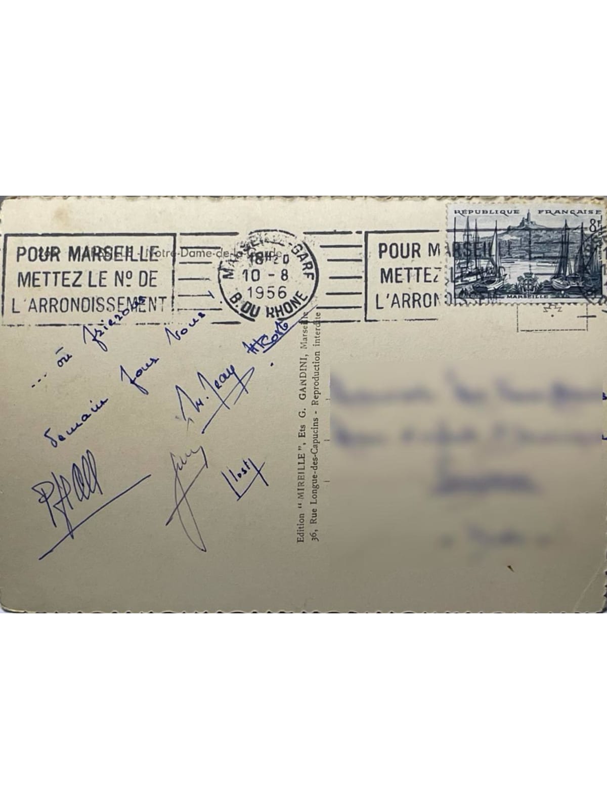 Verso de la carte postale