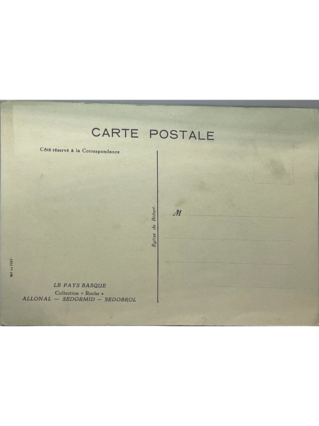 Verso de la carte postale