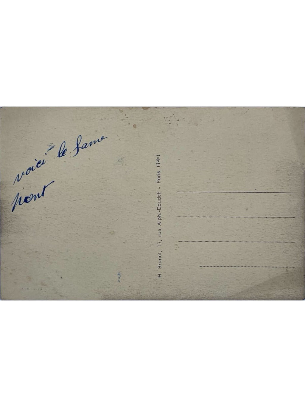 Verso de la carte postale