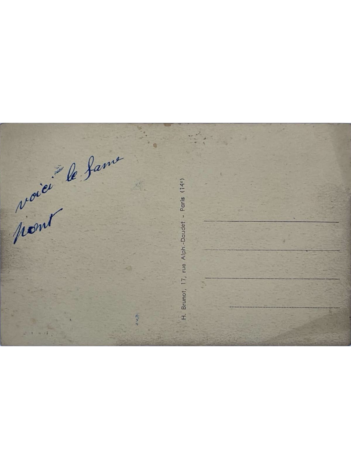 Verso de la carte postale