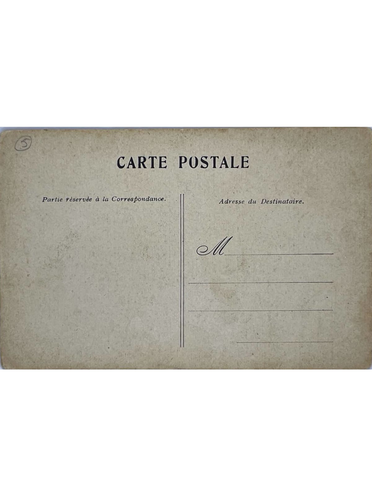 Verso de la carte postale