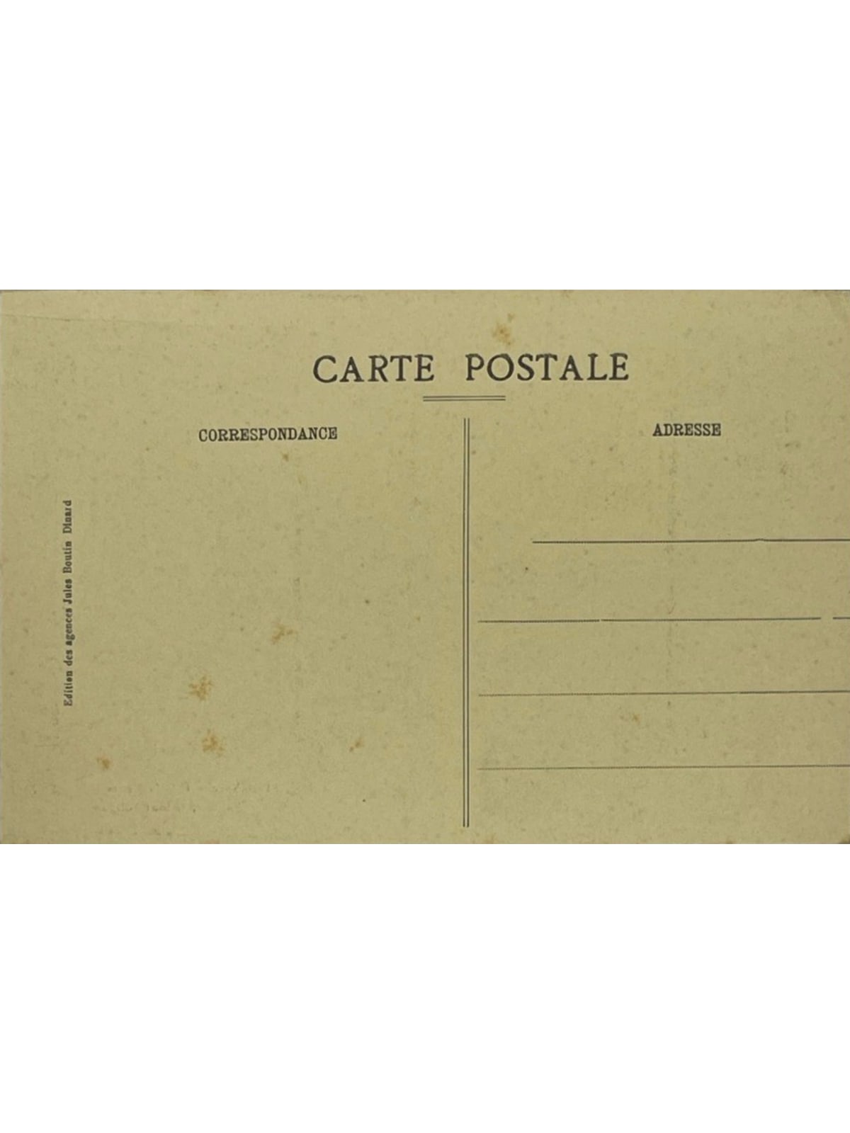 Verso de la carte postale