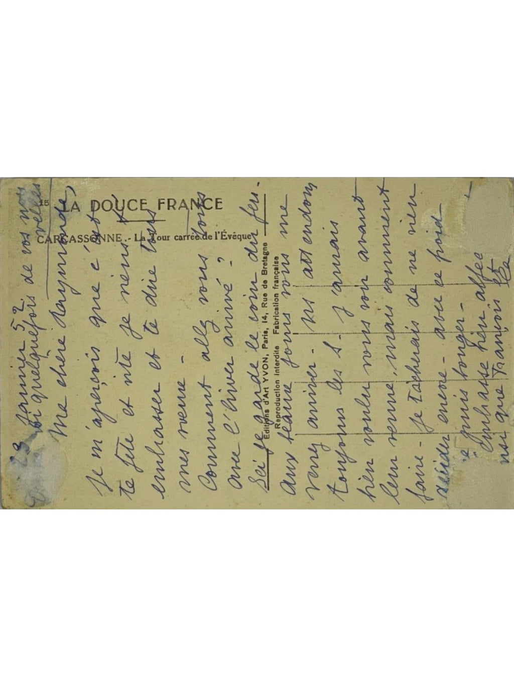 Verso de la carte postale