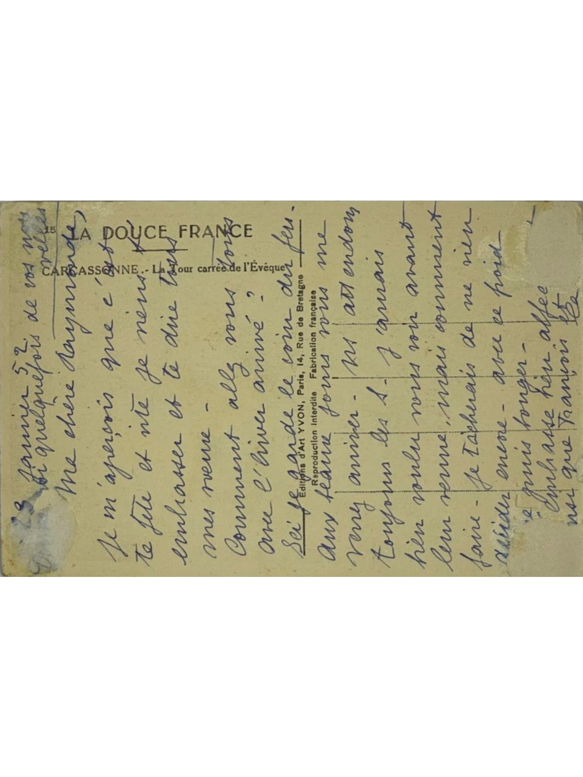 Verso de la carte postale