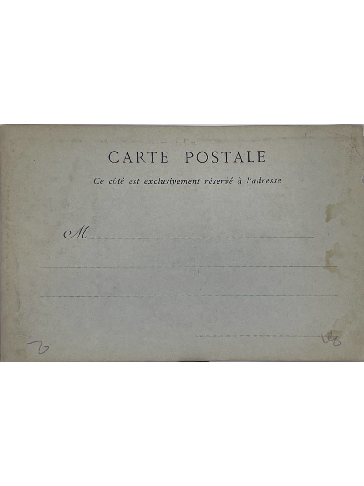 Verso de la carte postale