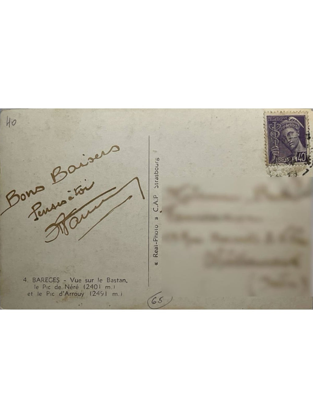 Verso de la carte postale