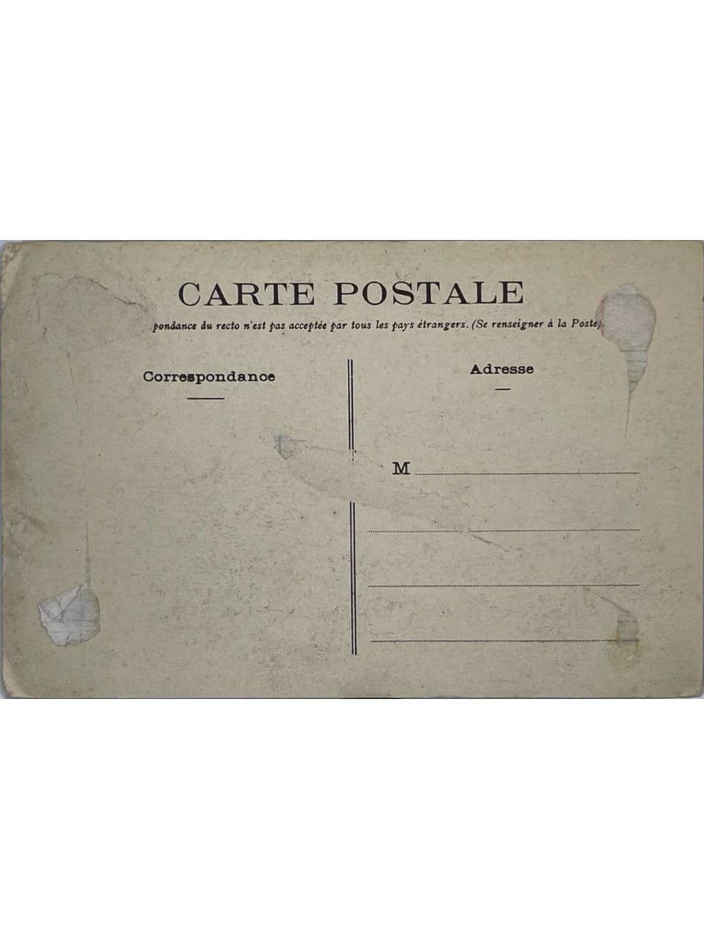 Verso de la carte postale