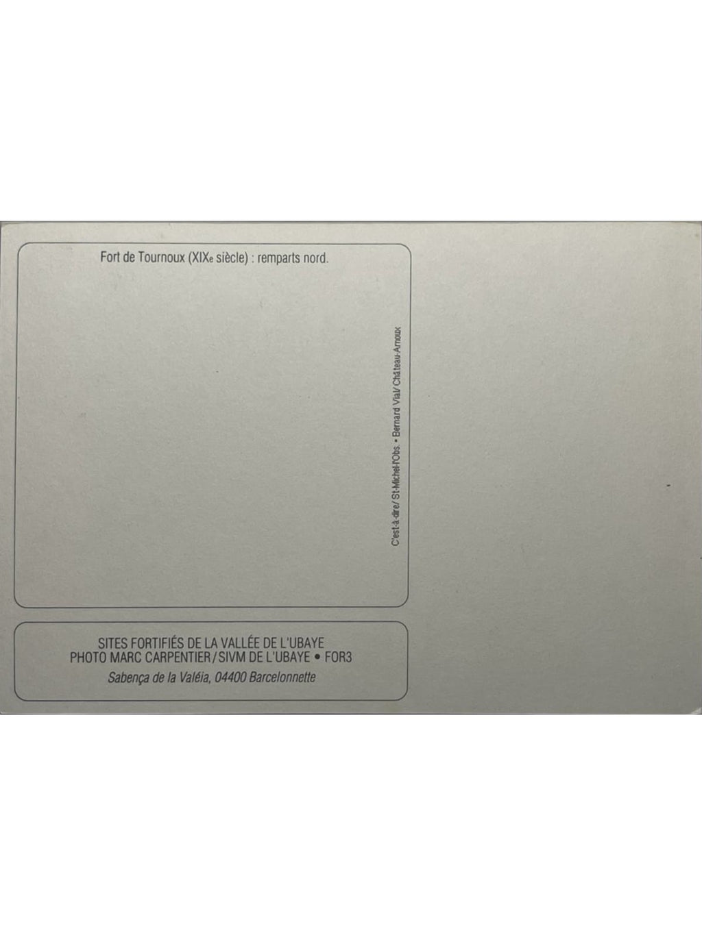 Verso de la carte postale