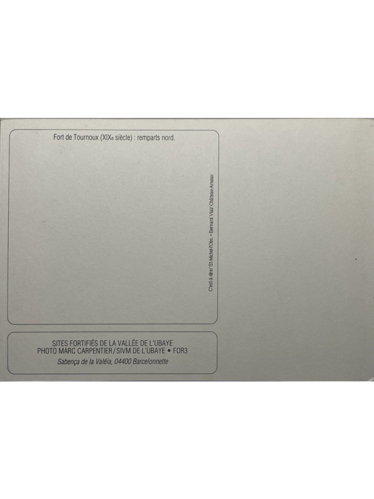 Verso de la carte postale