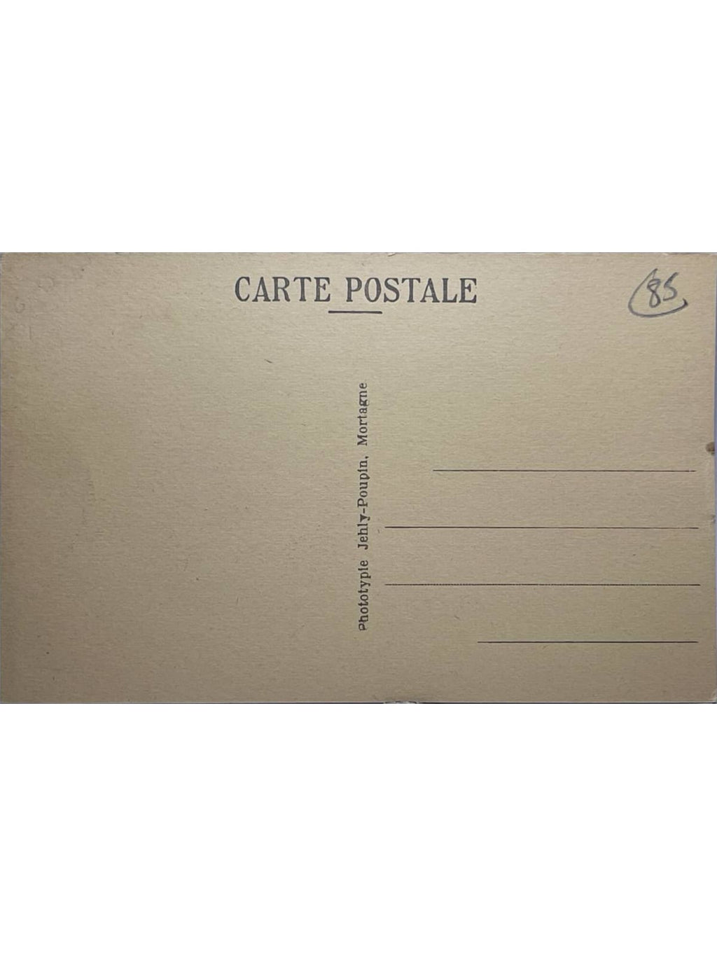 Verso de la carte postale