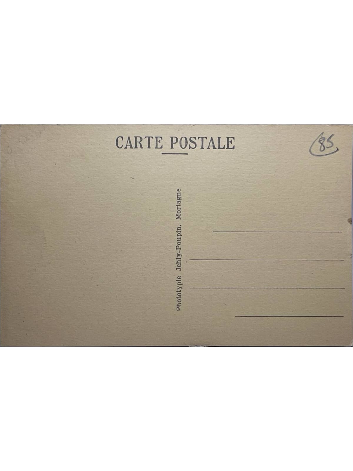 Verso de la carte postale