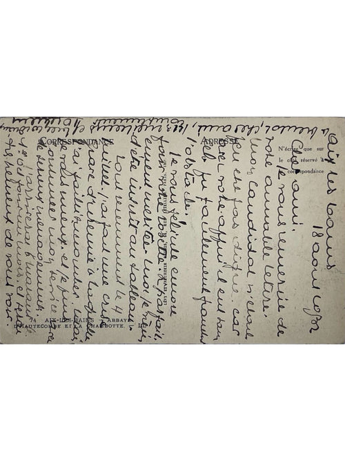 Verso de la carte postale