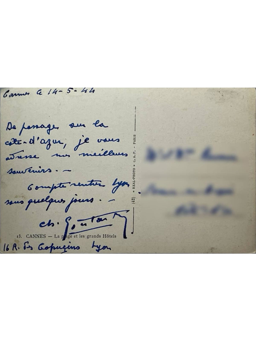 Verso de la carte postale