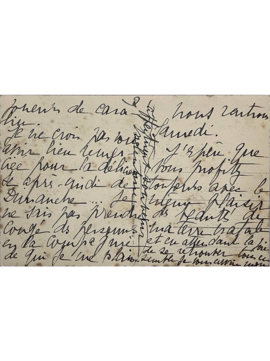 Verso de la carte postale