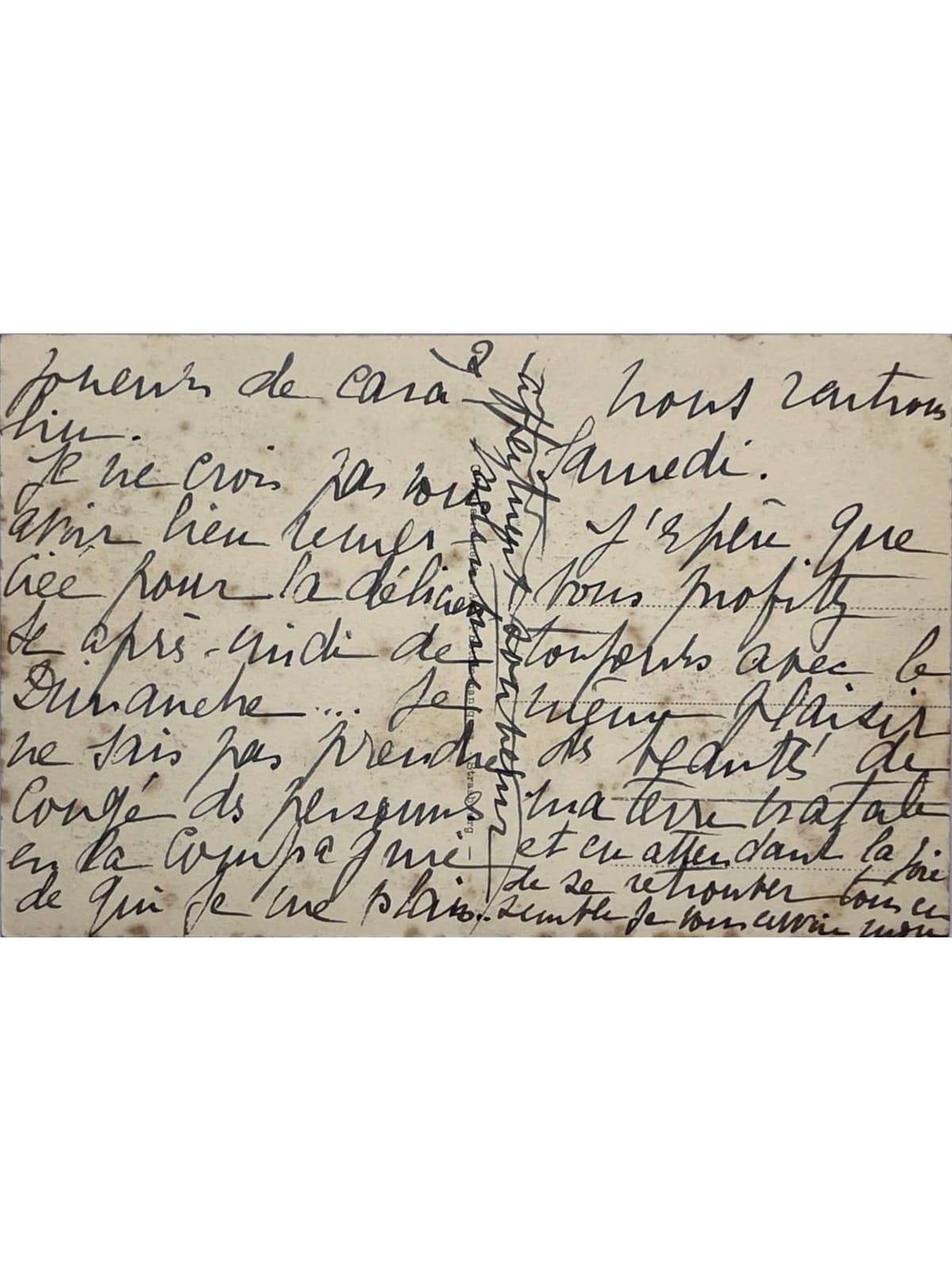 Verso de la carte postale
