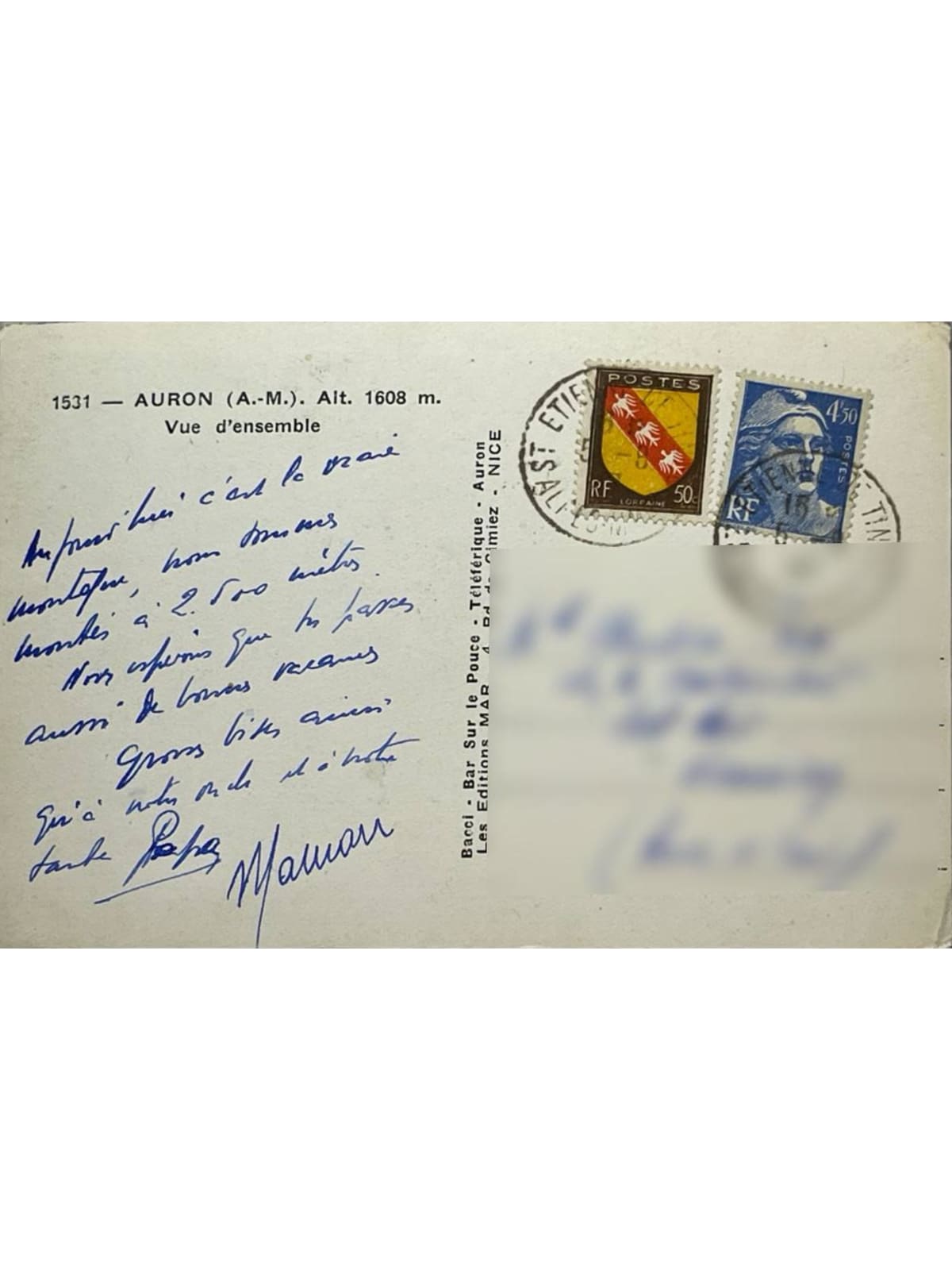 Verso de la carte postale