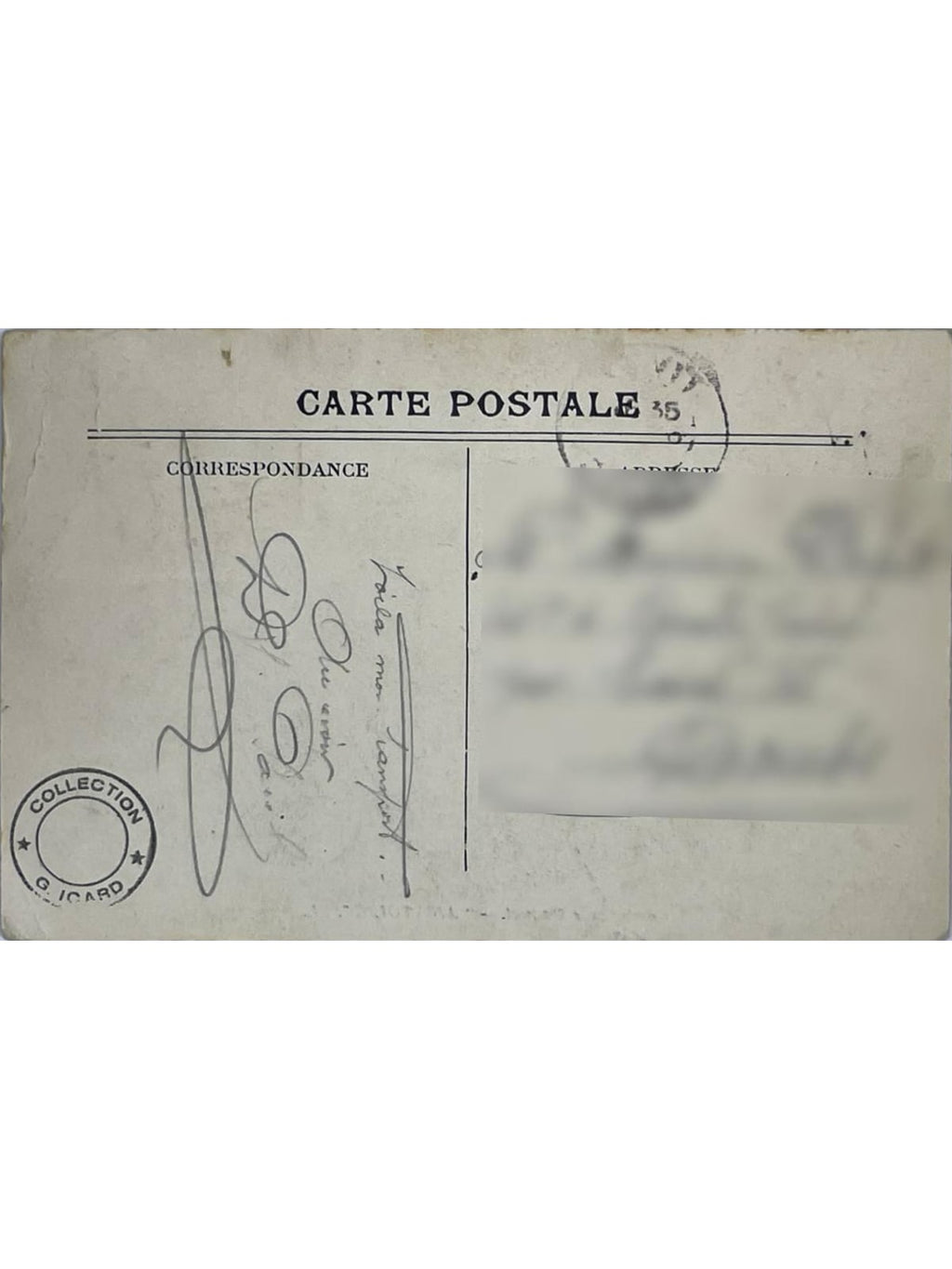 Verso de la carte postale