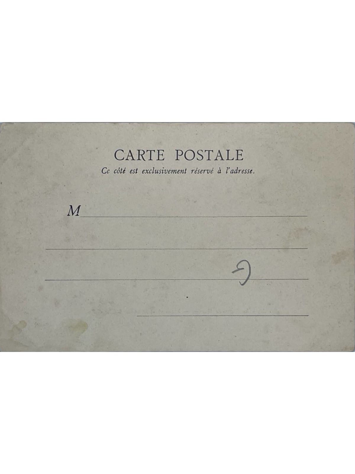 Verso de la carte postale