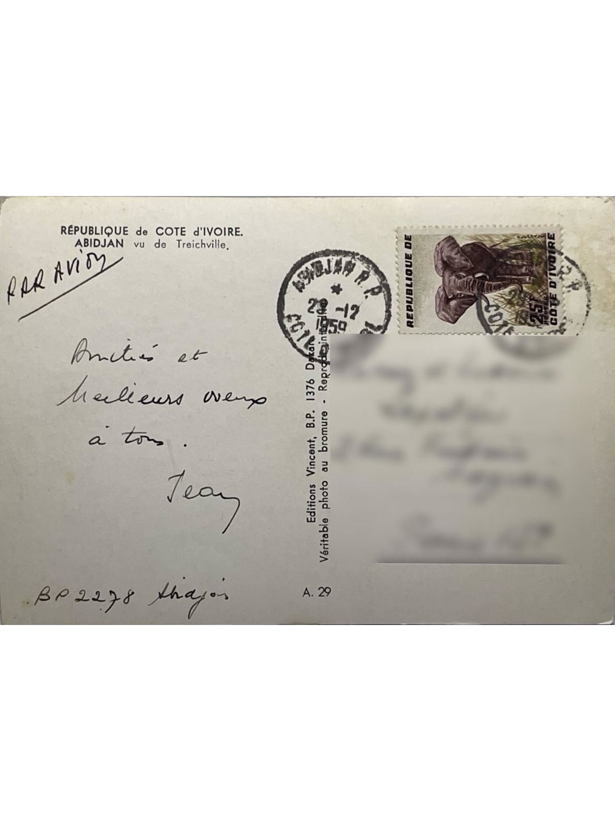 Verso de la carte postale